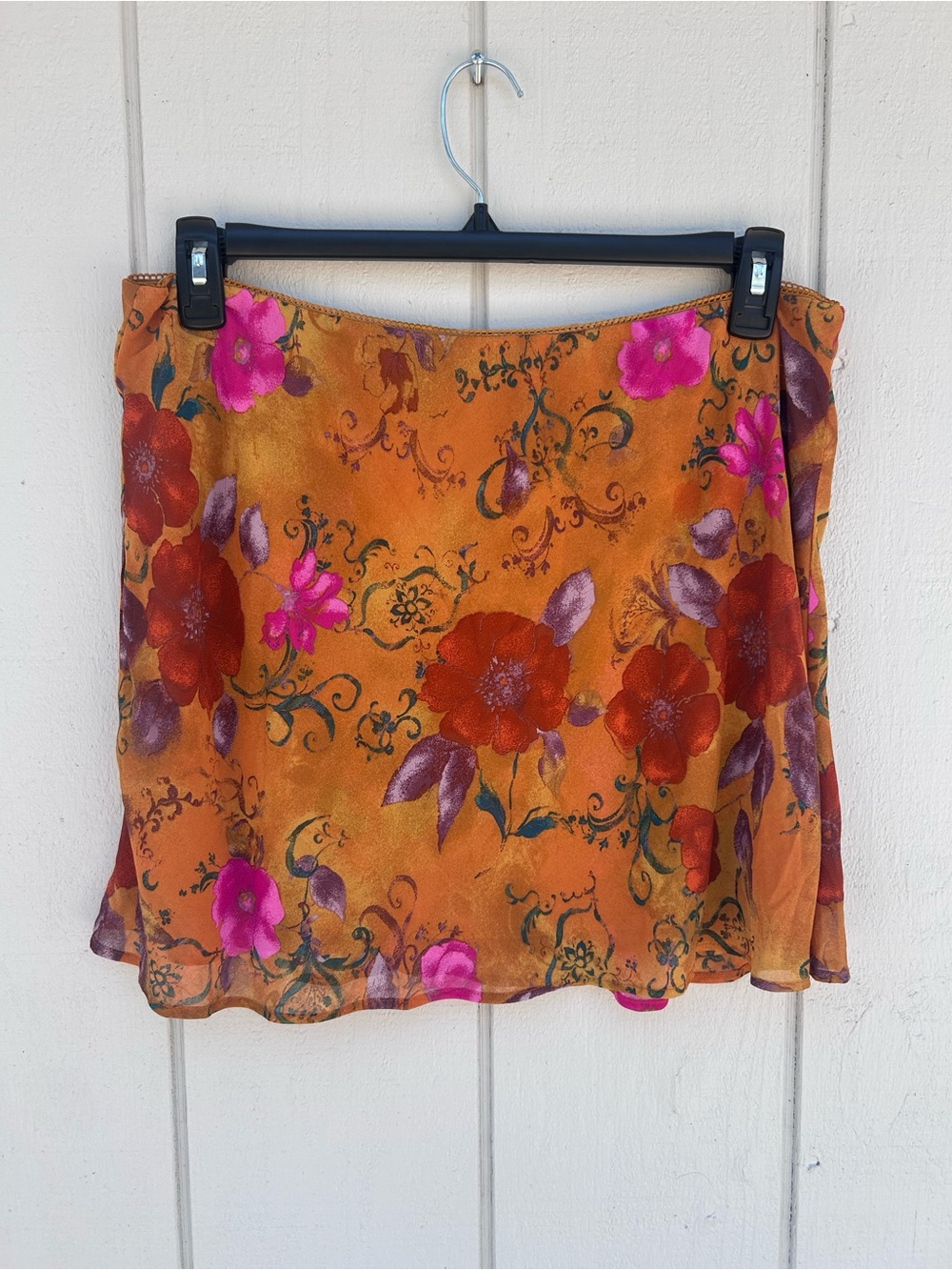 Bold Orange wild fable Floral Mini Skirt with Pink & Red Blooms size xxl